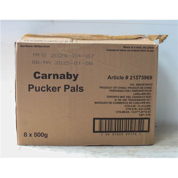 CASE OF 8 TUBS CARNEY SWEET PUCKERS PAL