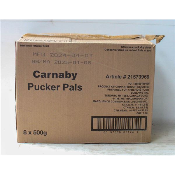 CASE OF 8 TUBS CARNEY SWEET PUCKERS PAL