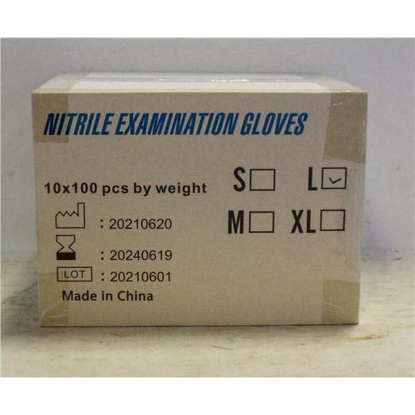 CASE WITH 1000 SIZE L NITRILE EXAM GLOVES