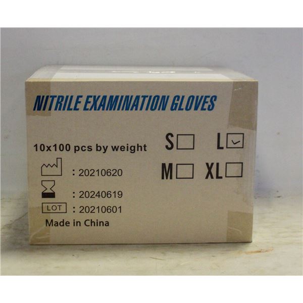 CASE WITH 1000 SIZE L NITRILE EXAM GLOVES