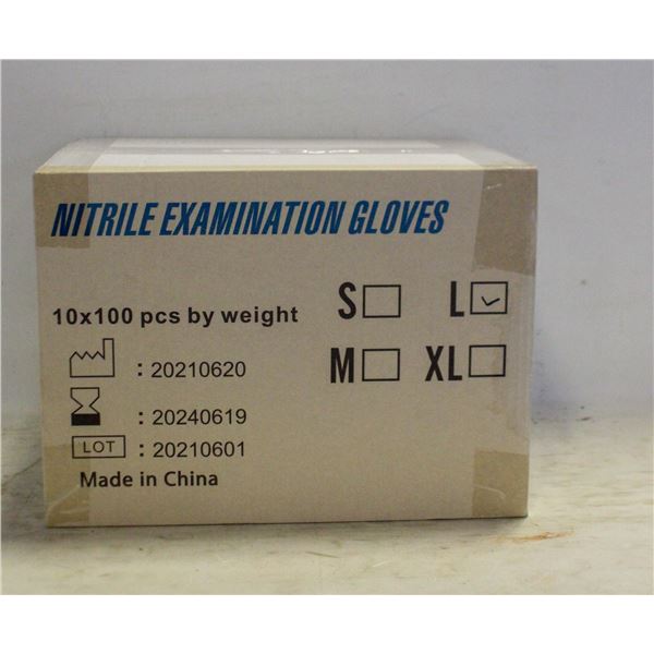 CASE WITH 1000 SIZE L NITRILE EXAM GLOVES