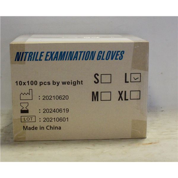 CASE WITH 1000 SIZE L NITRILE EXAM GLOVES