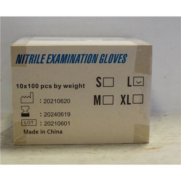 CASE WITH 1000 SIZE L NITRILE EXAM GLOVES