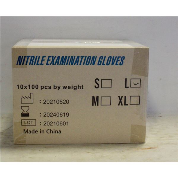 CASE WITH 1000 SIZE L NITRILE EXAM GLOVES