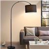 Image 1 : 1 GyroVu Dimmable Modern Arc Standing Floor Lamp (71") w/ Black Hanging Shade - NEW IN BOX!