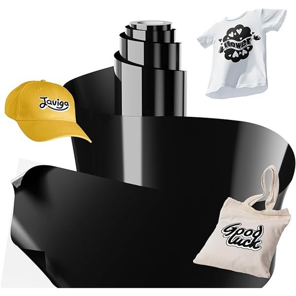 2 Rolls of HTV (Heat Transfer Vinyl) for Crafts/Cricut DIY T-Shirt Making - 12" x 8FT - Black - New