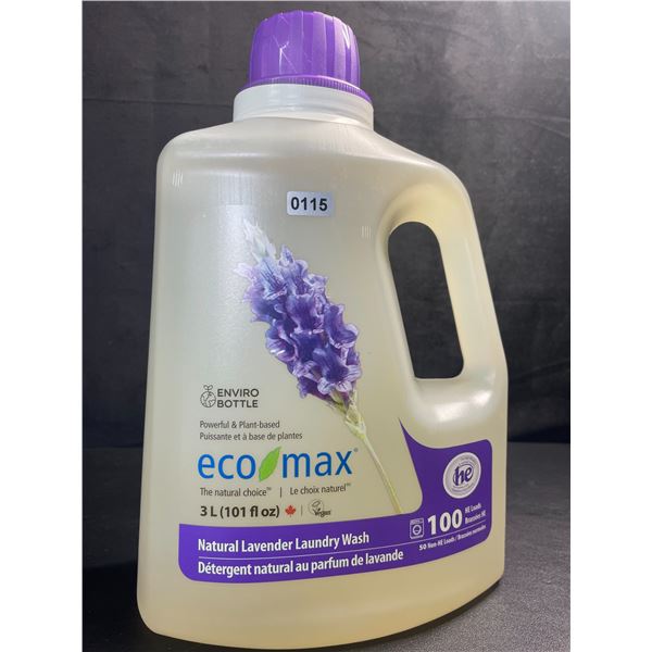 1 Jug of Eco Max Powerful & Plant-Based Natural Lavender Laundry Wash - 3L/100 Loads - New