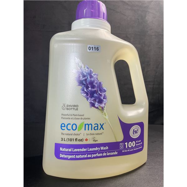 1 Jug of Eco Max Powerful & Plant-Based Natural Lavender Laundry Wash - 3L/100 Loads - New