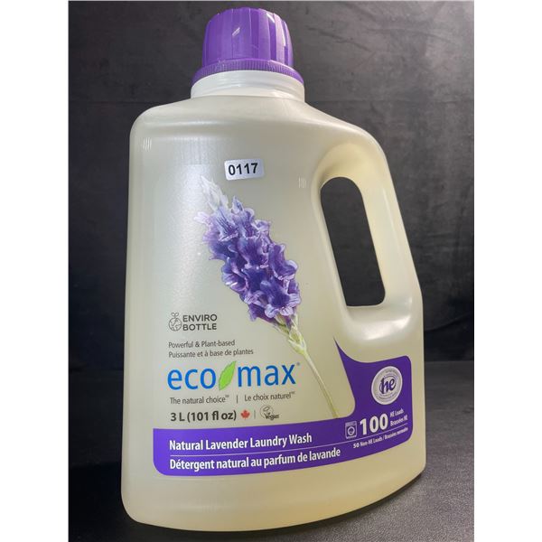 1 Jug of Eco Max Powerful & Plant-Based Natural Lavender Laundry Wash - 3L/100 Loads - New