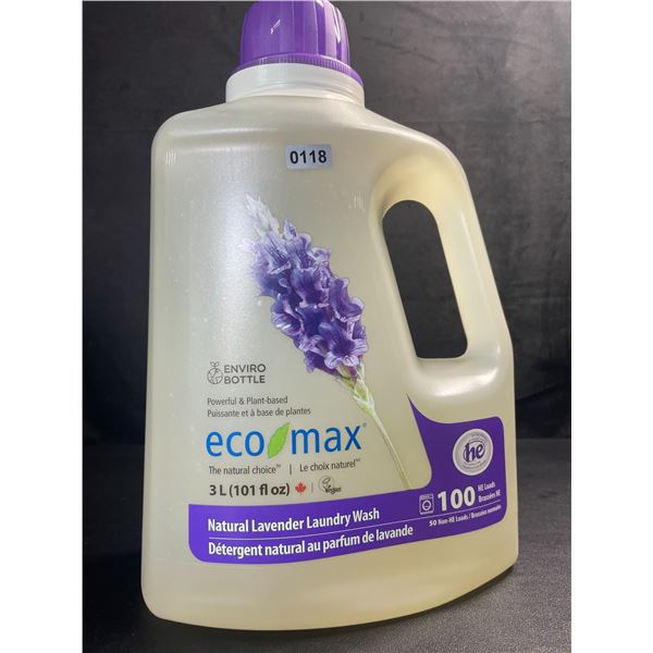 1 Jug of Eco Max Powerful & Plant-Based Natural Lavender Laundry Wash - 3L/100 Loads - New