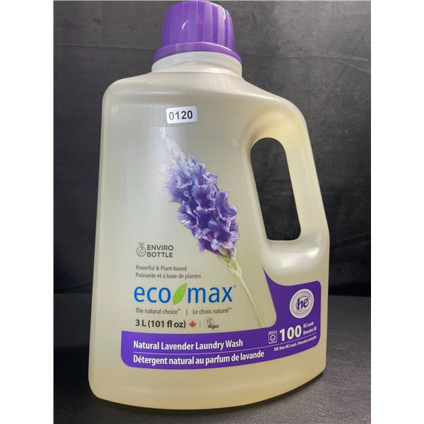 1 Jug of Eco Max Powerful & Plant-Based Natural Lavender Laundry Wash - 3L/100 Loads - New