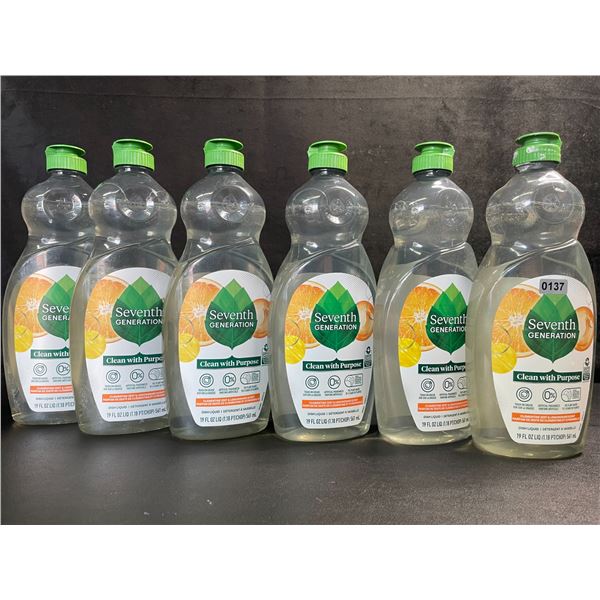 6 Bottles of Seventh Generation Dish Soap/Dish Liquid (561ml) Clementine Zest & Lemongrass Scent