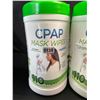 Image 2 : 4 Tubs of CPAP Mask Cleaning Wipes - 100 Wipes Each - New