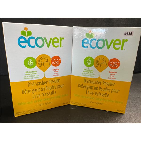 2 Boxes of Ecover Natural Plant-Based Dishwasher Detergent/Powder - Citrus - 1.36kg - New Sealed