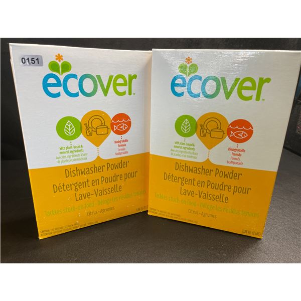 2 Boxes of Ecover Natural Plant-Based Dishwasher Detergent/Powder - Citrus - 1.36kg - New Sealed