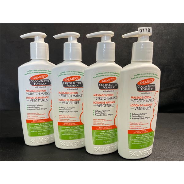 4 Palmer's Cocoa Butter Massage Lotions for Stretch Marks (250ml Each) - Brand New