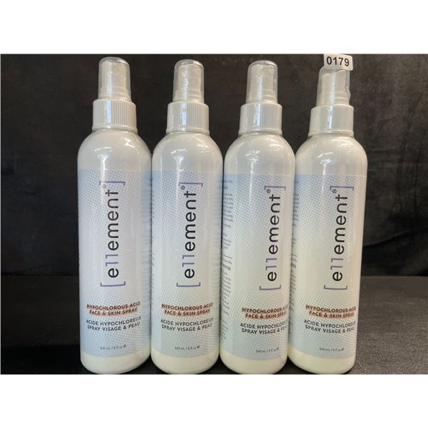4 Bottles of e11ement Hypochlorous Acid Face & Skincare Sprays - 240ml Each - New Sealed