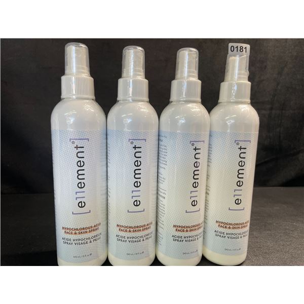 4 Bottles of e11ement Hypochlorous Acid Face & Skincare Sprays - 240ml Each - New Sealed