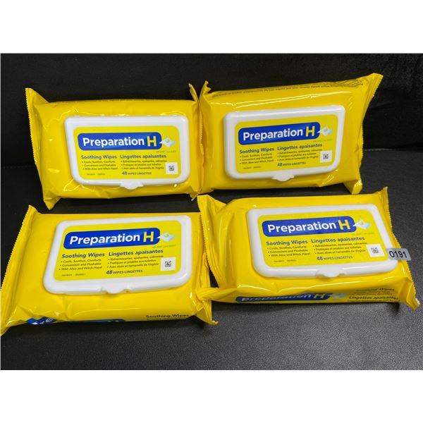 4 Packs of Preparation H Soothing Flushable Wipes; Cools, Soothes, Comforts - 48 Wipes Each - New