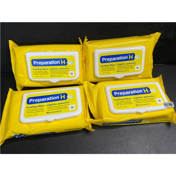 4 Packs of Preparation H Soothing Flushable Wipes; Cools, Soothes, Comforts - 48 Wipes Each - New