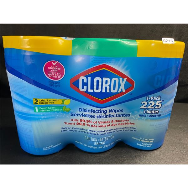 1 3-Pack of Clorox 99.9% Disinfecting Wipes 225 Wipes Total - Fresh and Lemon Scent - New