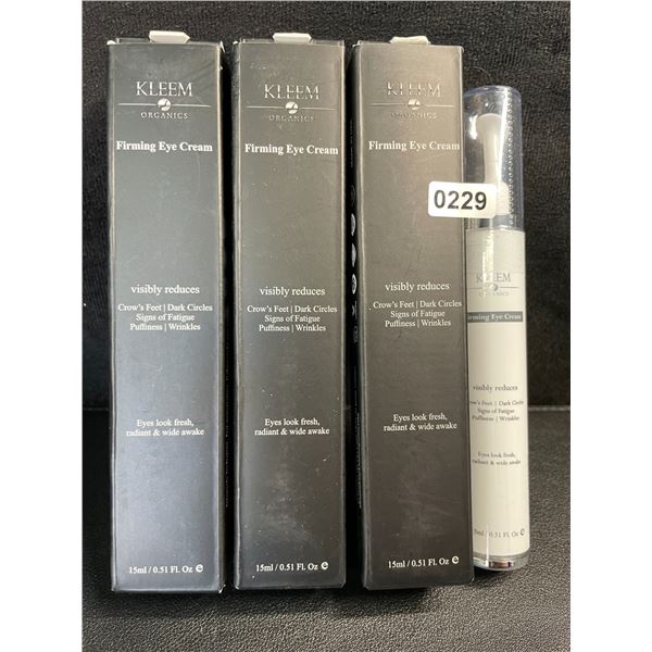 3 Boxes of Kleem Organics Firming Eye Creams (15ml) Reduces Puffiness/Dark Spots/Wrinkles - New