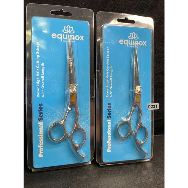 2 Equinox Professional Series Razor Edge Hair Cutting Scissors (6.5" Overall Length) - New