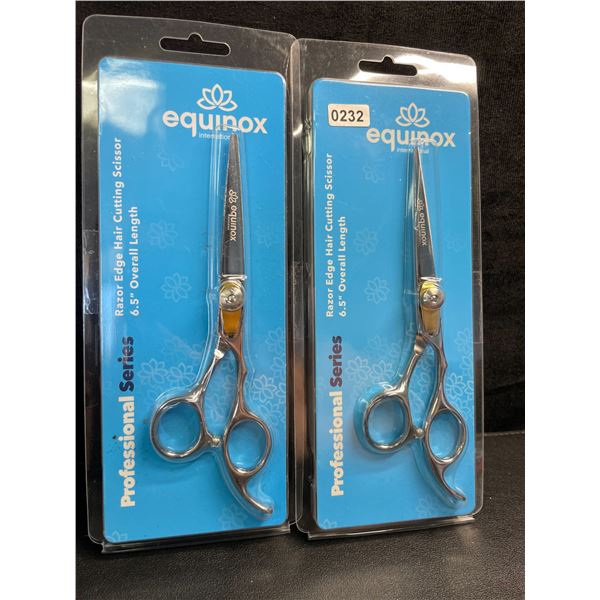 2 Equinox Professional Series Razor Edge Hair Cutting Scissors (6.5" Overall Length) - New