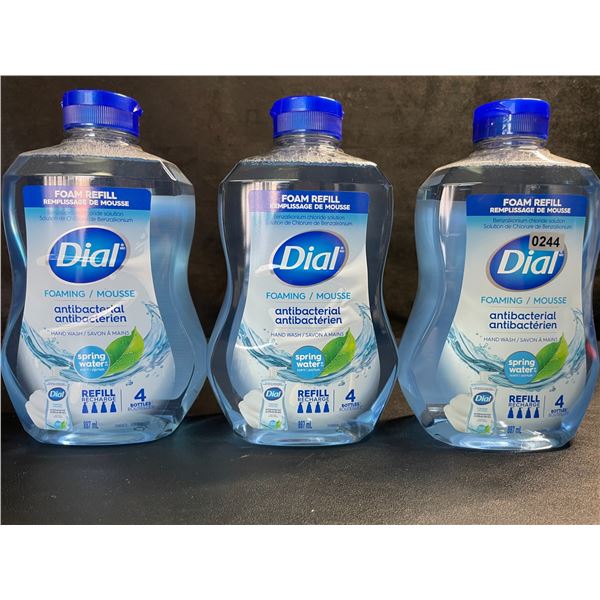 3 Dial Antibacterial Foaming Hand Soap Refills; Spring Water Scent (887ml Each) - New