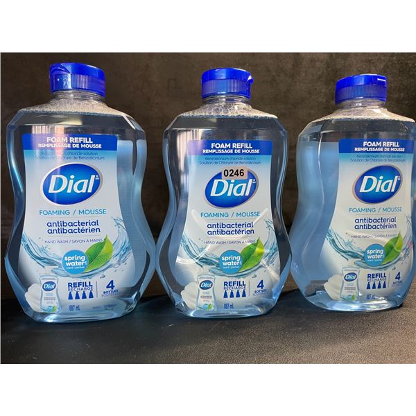 3 Dial Antibacterial Foaming Hand Soap Refills; Spring Water Scent (887ml Each) - New