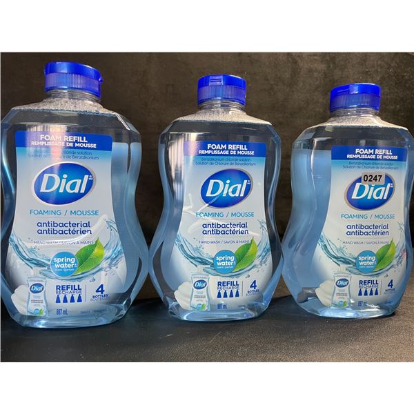 3 Dial Antibacterial Foaming Hand Soap Refills; Spring Water Scent (887ml Each) - New