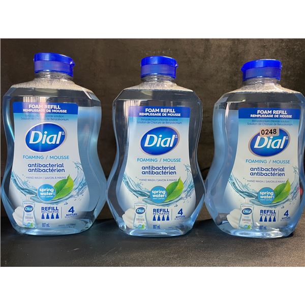 3 Dial Antibacterial Foaming Hand Soap Refills; Spring Water Scent (887ml Each) - New