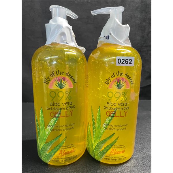 2 Bottles of Lily of the Desert 99% Aloe Vera Gelly Soothing Moisturizer - 16oz Each - New