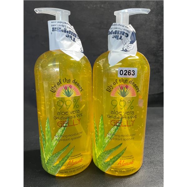 2 Bottles of Lily of the Desert 99% Aloe Vera Gelly Soothing Moisturizer - 16oz Each - New