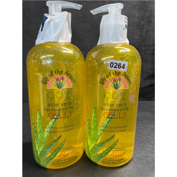 2 Bottles of Lily of the Desert 99% Aloe Vera Gelly Soothing Moisturizer - 16oz Each - New
