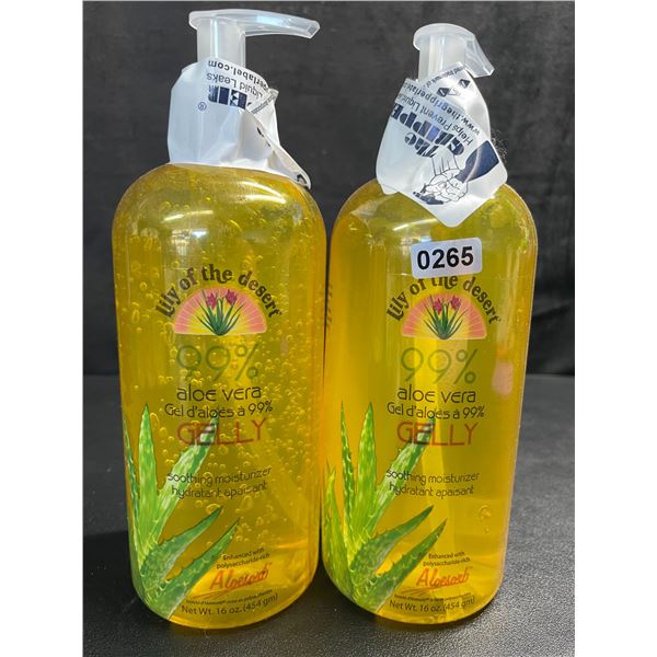 2 Bottles of Lily of the Desert 99% Aloe Vera Gelly Soothing Moisturizer - 16oz Each - New