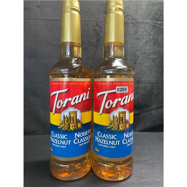 2 Torani Classic Hazelnut Naturally Flavored Syrups; 750ml Each - BB: FEB 01/2027 - New
