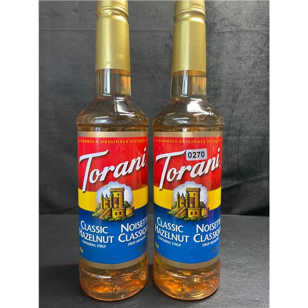 2 Torani Classic Hazelnut Naturally Flavored Syrups; 750ml Each - BB: FEB 01/2027 - New