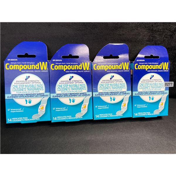 4 Boxes of CompoundW Wart Remover - 14 Medicated Pads Per Box/ Max Strength - New