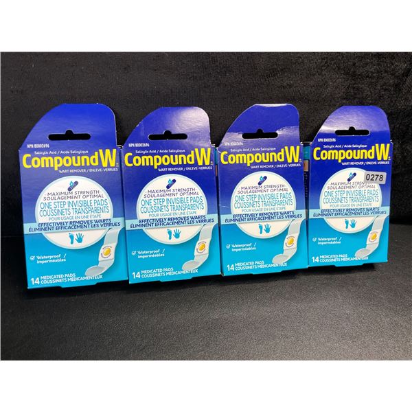 4 Boxes of CompoundW Wart Remover - 14 Medicated Pads Per Box/ Max Strength - New