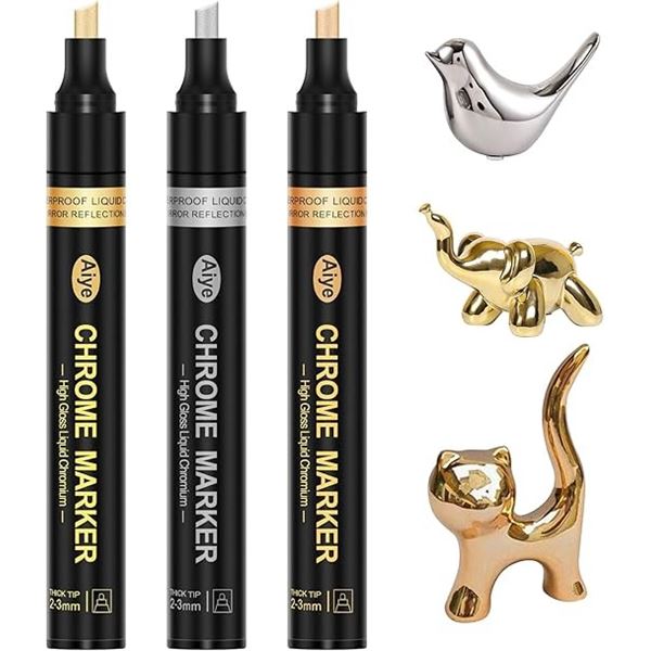 3 Boxes of Chrome Liquid Mirror Art Markers - High-Gloss Liquid Chrome Markers (3pcs/Colors Each)