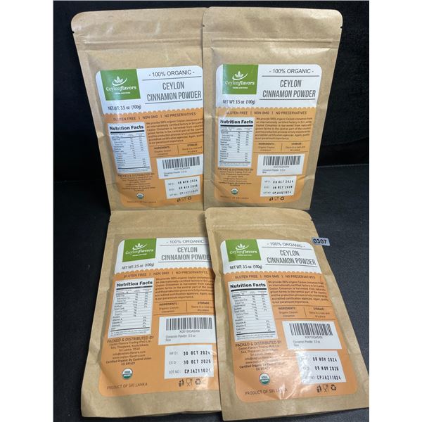 4 Ceylon Flavors Organic Ceylon Cinnamon Powder; Premium Special Grade Non GMO (3.5oz Each)