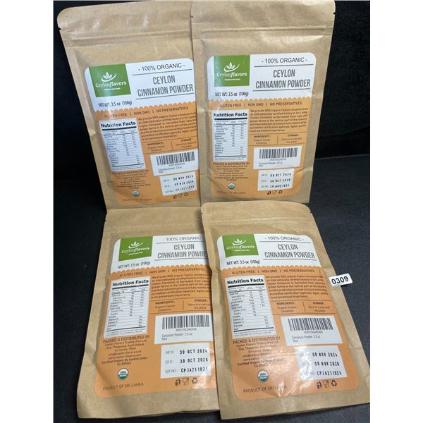 4 Ceylon Flavors Organic Ceylon Cinnamon Powder; Premium Special Grade Non GMO (3.5oz Each)
