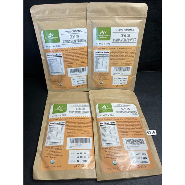 4 Ceylon Flavors Organic Ceylon Cinnamon Powder; Premium Special Grade Non GMO (3.5oz Each)