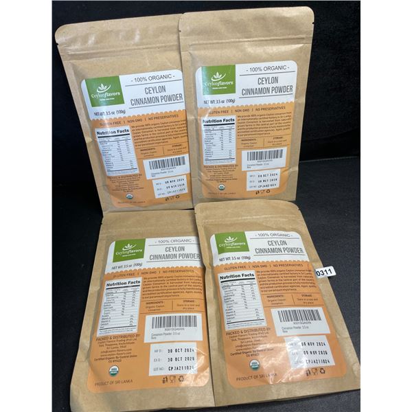4 Ceylon Flavors Organic Ceylon Cinnamon Powder; Premium Special Grade Non GMO (3.5oz Each)