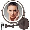 Image 6 : 1 Rechargeable 8" LED Lighted Wall Mounted Makeup Mirror; Dual Sided w/ 1X/10X Magnification - NEW