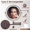 Image 4 : 1 Rechargeable 8" LED Lighted Wall Mounted Makeup Mirror; Dual Sided w/ 1X/10X Magnification - NEW