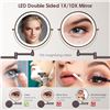 Image 6 : 1 Rechargeable 8" LED Lighted Wall Mounted Makeup Mirror; Dual Sided w/ 1X/10X Magnification - NEW