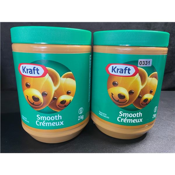 2 Kraft Smooth Peanut Butter - Large 2KG Jars - BB: AU 28/2025 - New Sealed