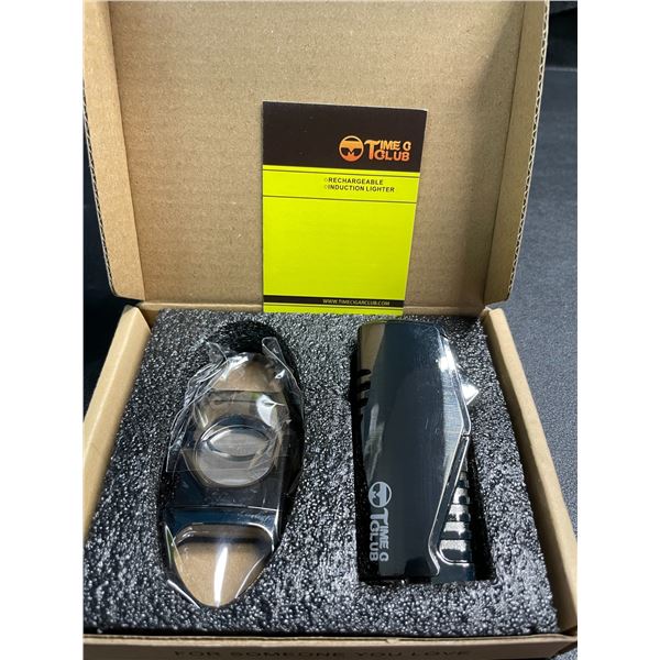 1 Time C Club 3 Jet Flame Lighter and Cigar Cutter Set - New